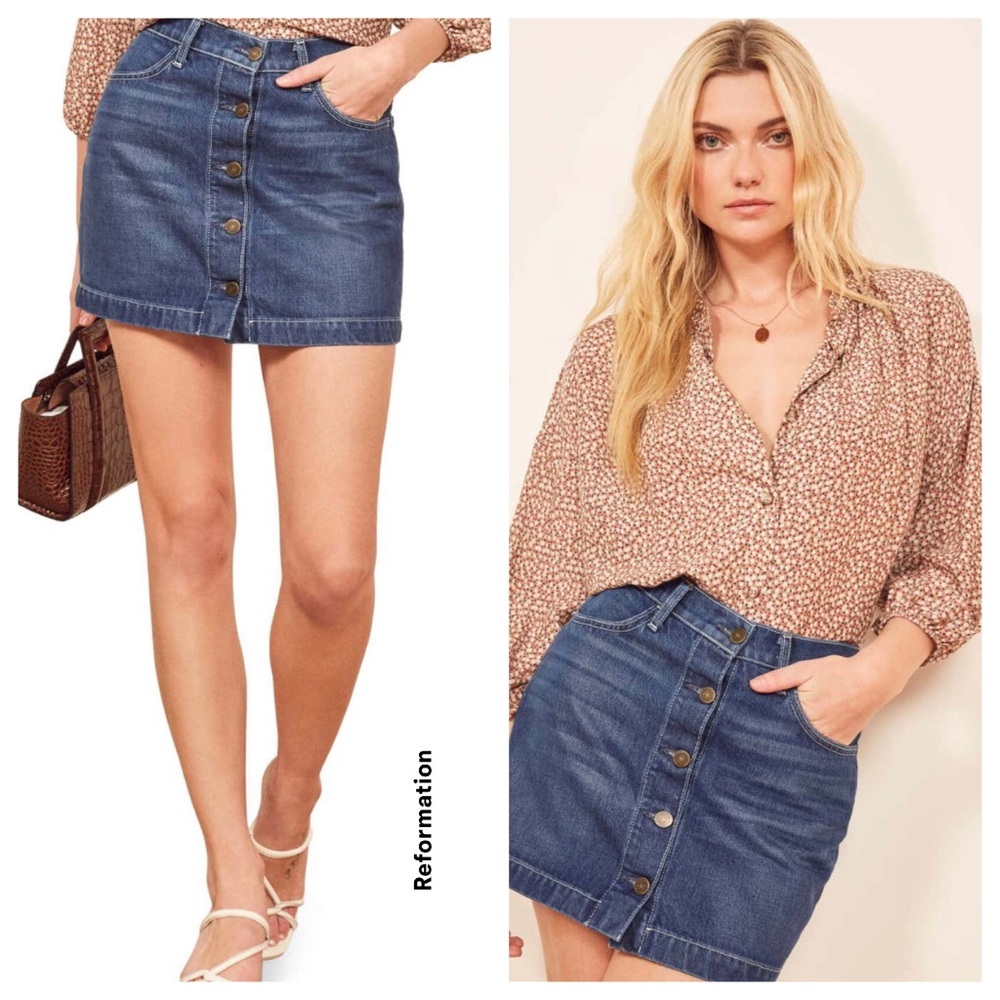 Reformation Jeans Alison Denim Skirt NEW